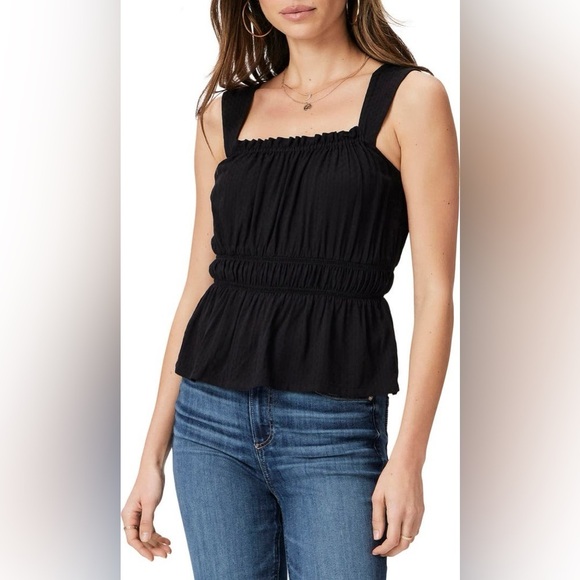 PAIGE Laureth Smocked Puff Sleeve Top – Black | NWT | Size S - Picture 5 of 8